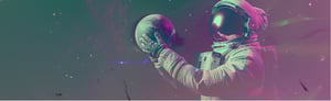 An astronaut holds a planet in his hands, surrounded by the vastness of space.